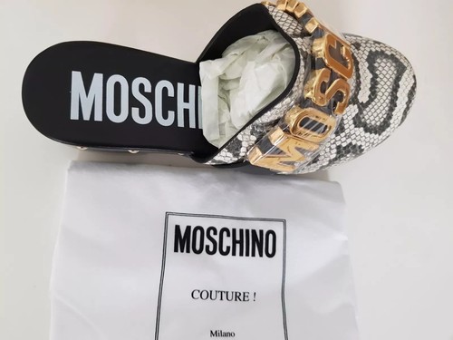 【Moschino】40mmレザーミュール ブラック（黒）系 23cm Moschino(モスキーノ) サンダル