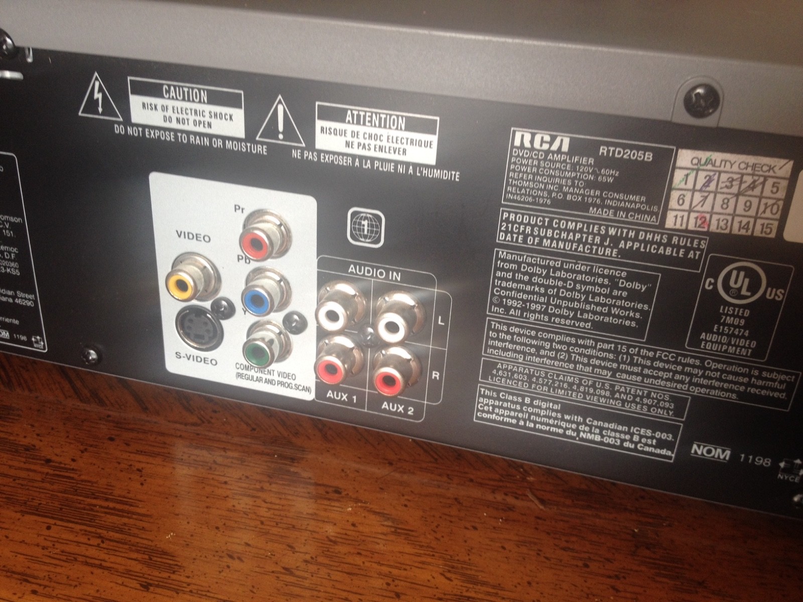 RCA RTD205 receiver/DVD player.