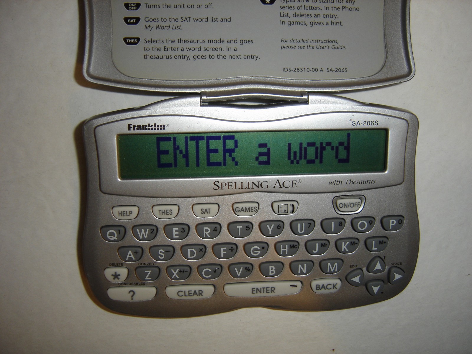 Franklin Spelling Ace SA-206S w/ Thesaurus Handheld Electronic Tested Works