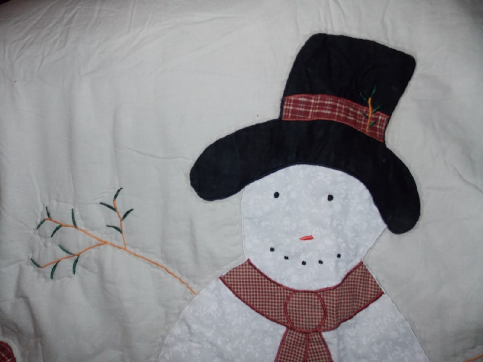 Holiday 2 Snowman Festive Wall Hanging Quilt Top Suitable machine quilting 51x60