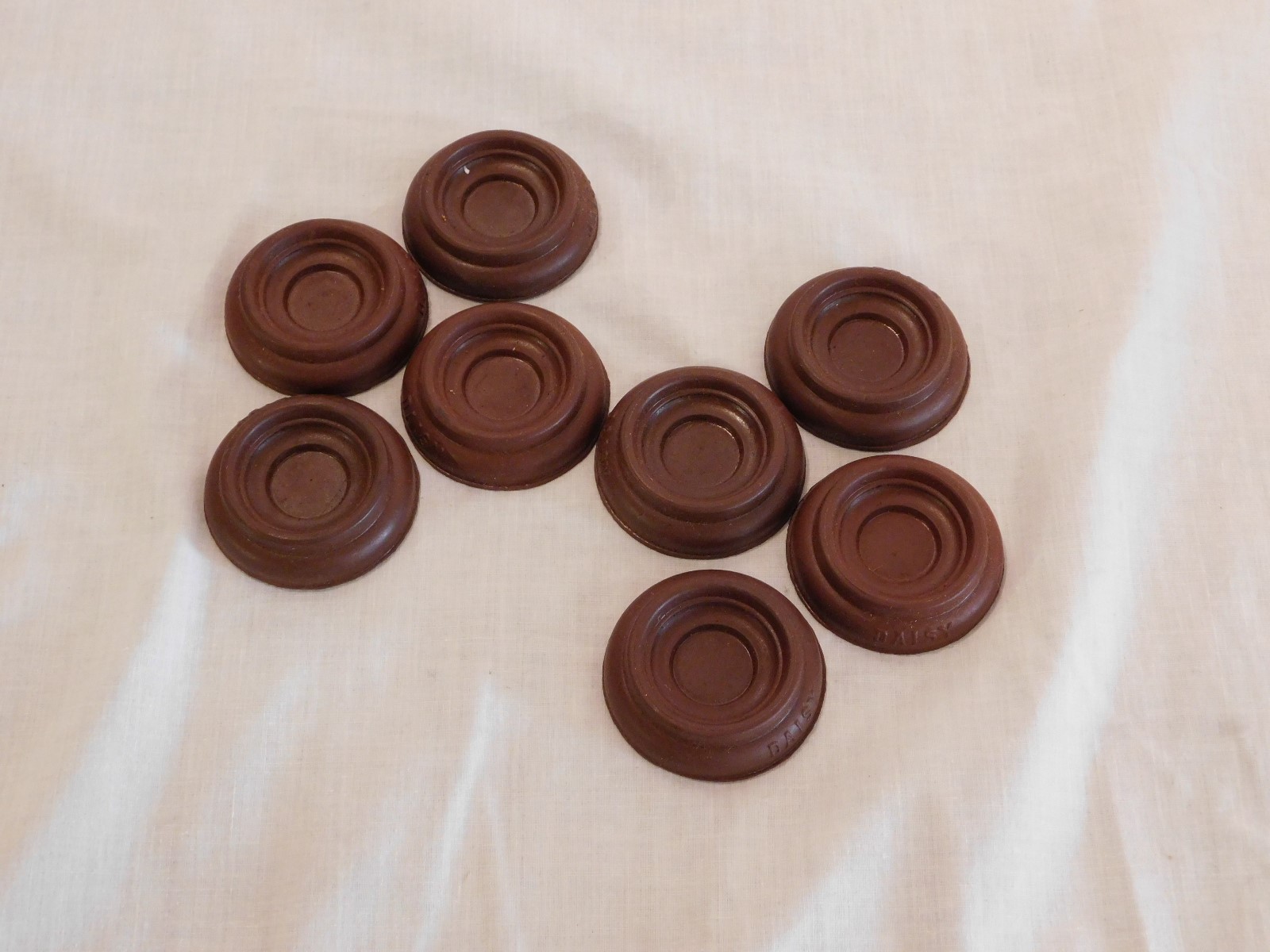 NOS Vintage Lot of 8 Daisy Hard Rubber Funiture Floor Protectors 2