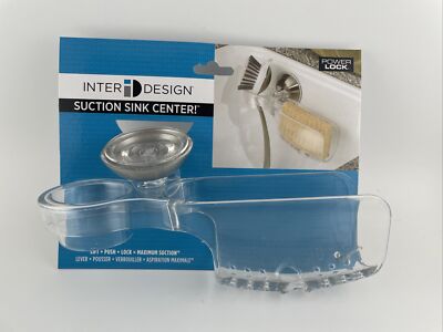 interDesign Plastic Suction Sink Center Caddy for Sponge & Brush
