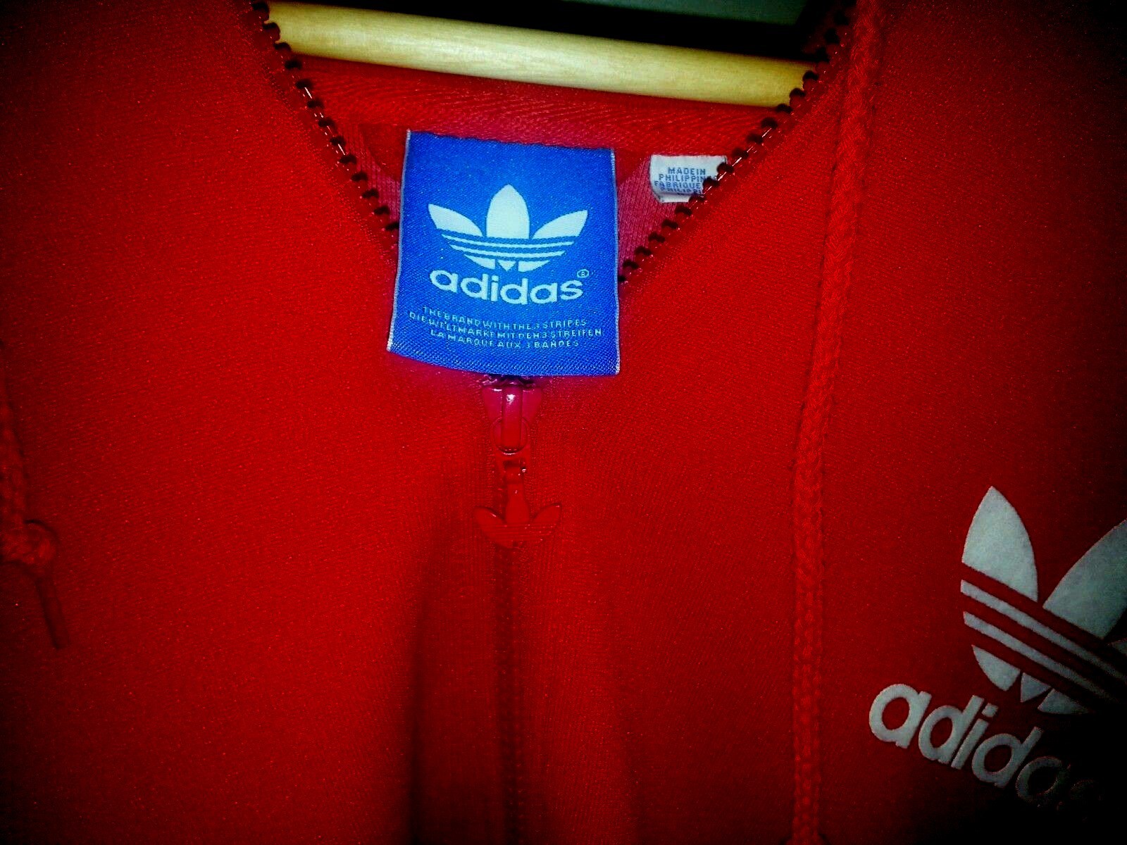 Adidas Fall Runners Fitness Gym Red 3 Stripes Hoodie Jacket Large VG+ Condition