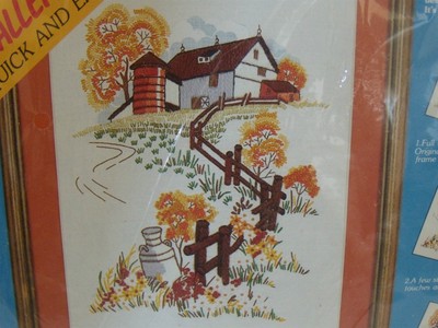 Bucilla Sultana Gallery of Stitches Stitchery Kit Farm With Fence Quick & Easy