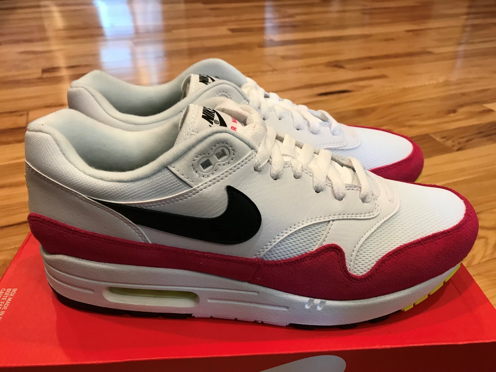 Air Max 1 White Black Volt Rush Pink Air Max 1 White Black Volt Rush Pink