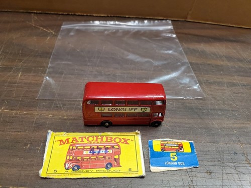 Vintage Mint Lesney Matchbox Toy Car Box #5 London Bus