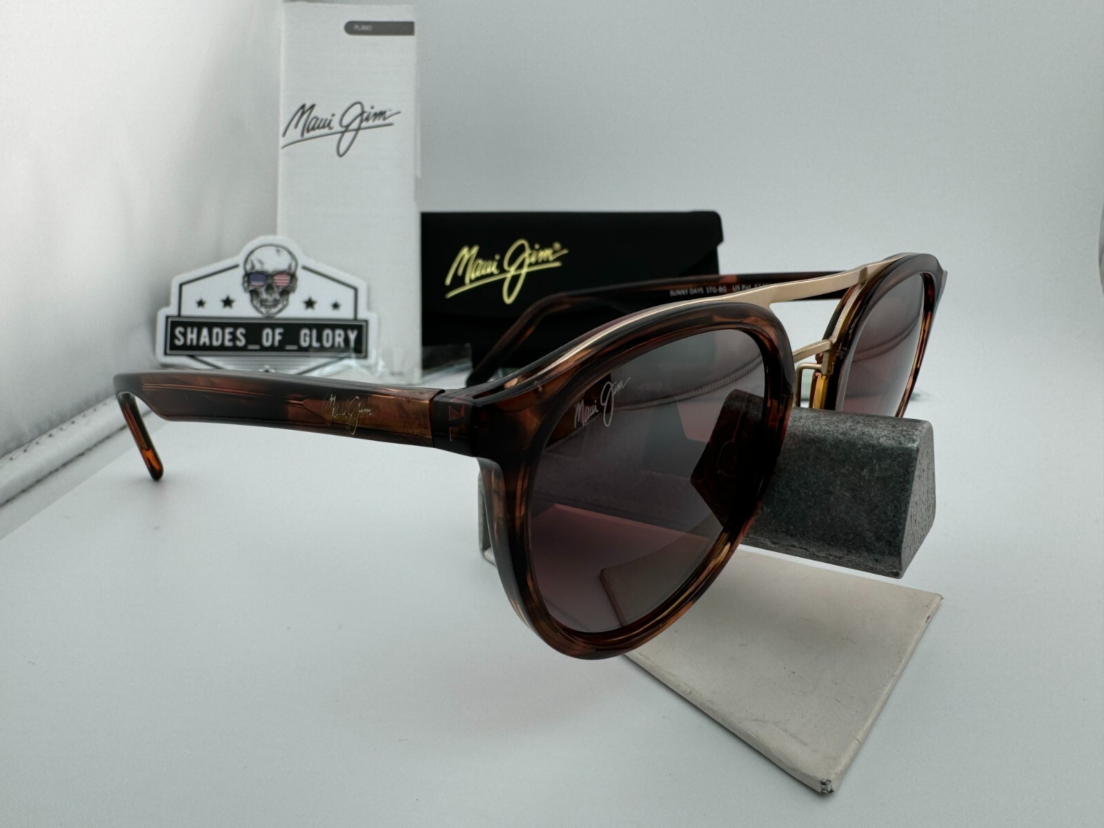 Pre-owned Maui Jim Sunny Days Mj 529-19c Espresso Smoke Maui Rose Red Polarized Sunglasses In Pink