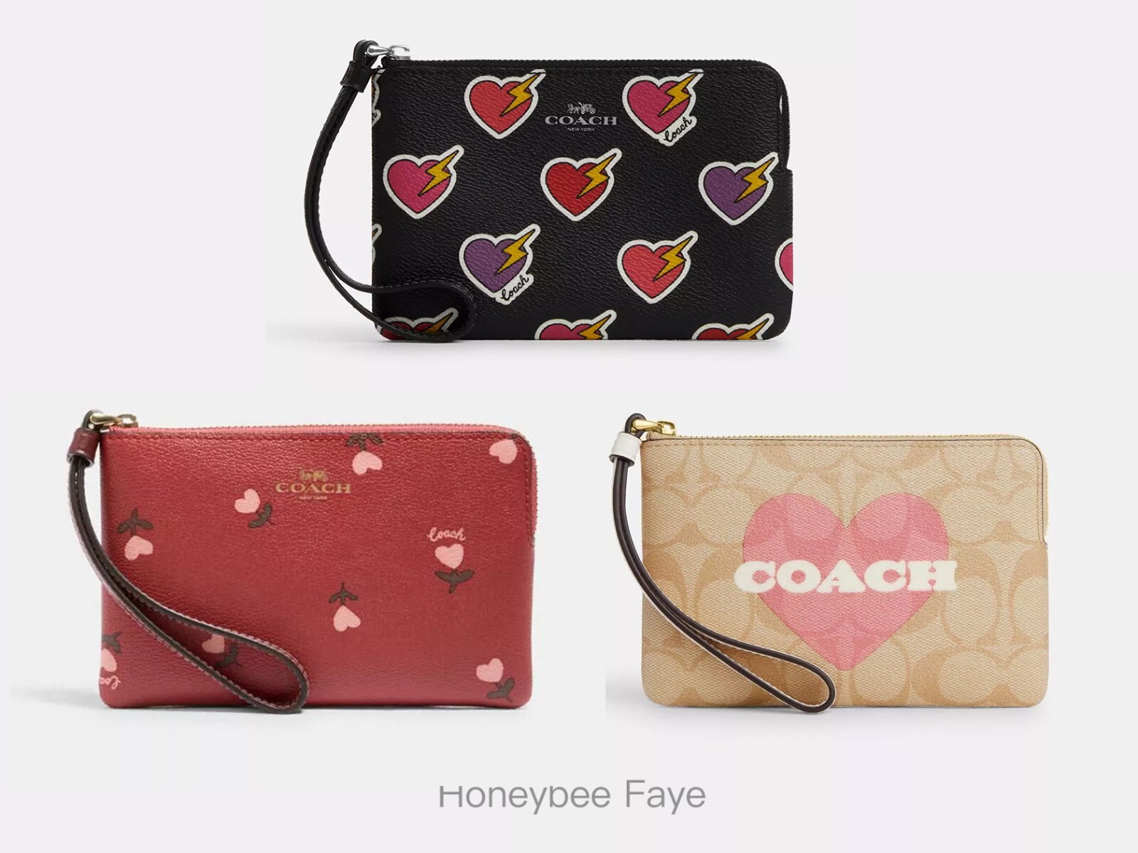 NWT COACH Corner Zip Wristlet wallet With Heart/ Floral NWT COACH Corner Zip Wristlet wallet With Heart/ Floral