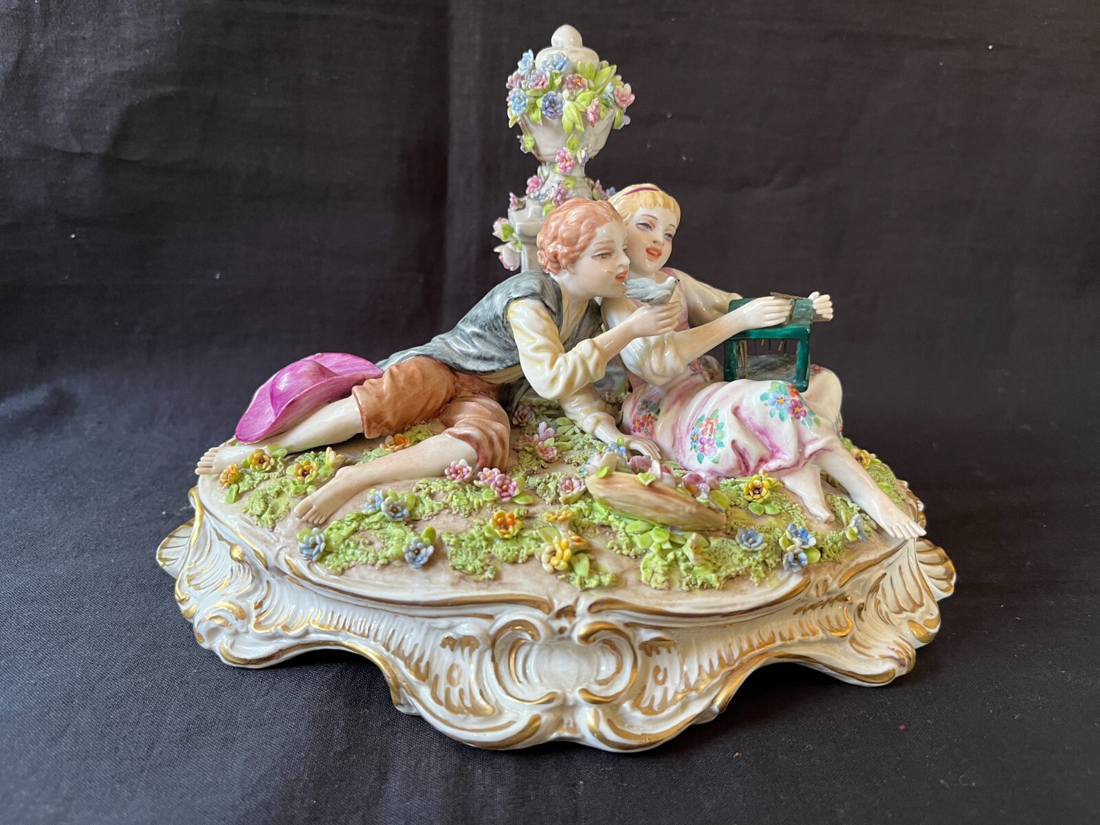 Antique Italy Luigi Fabris Porcelain Figurine. Signed and