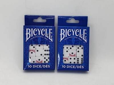 Bicycle Six Sided 16 mm Dice, 10 Count USPCC (×2 Boxes) NEW
