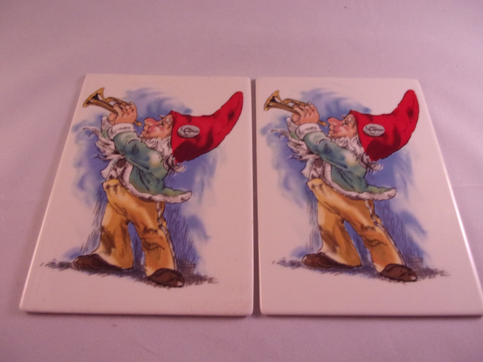 Goebel Happy Tunes Gnome set 2 Tile Wall Plaque Vintage 1983