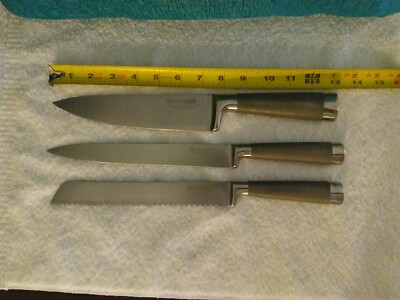 MESSERSTAHL Professional Grade Cutlery Knives Set of 3 Chef, Bread, Carving