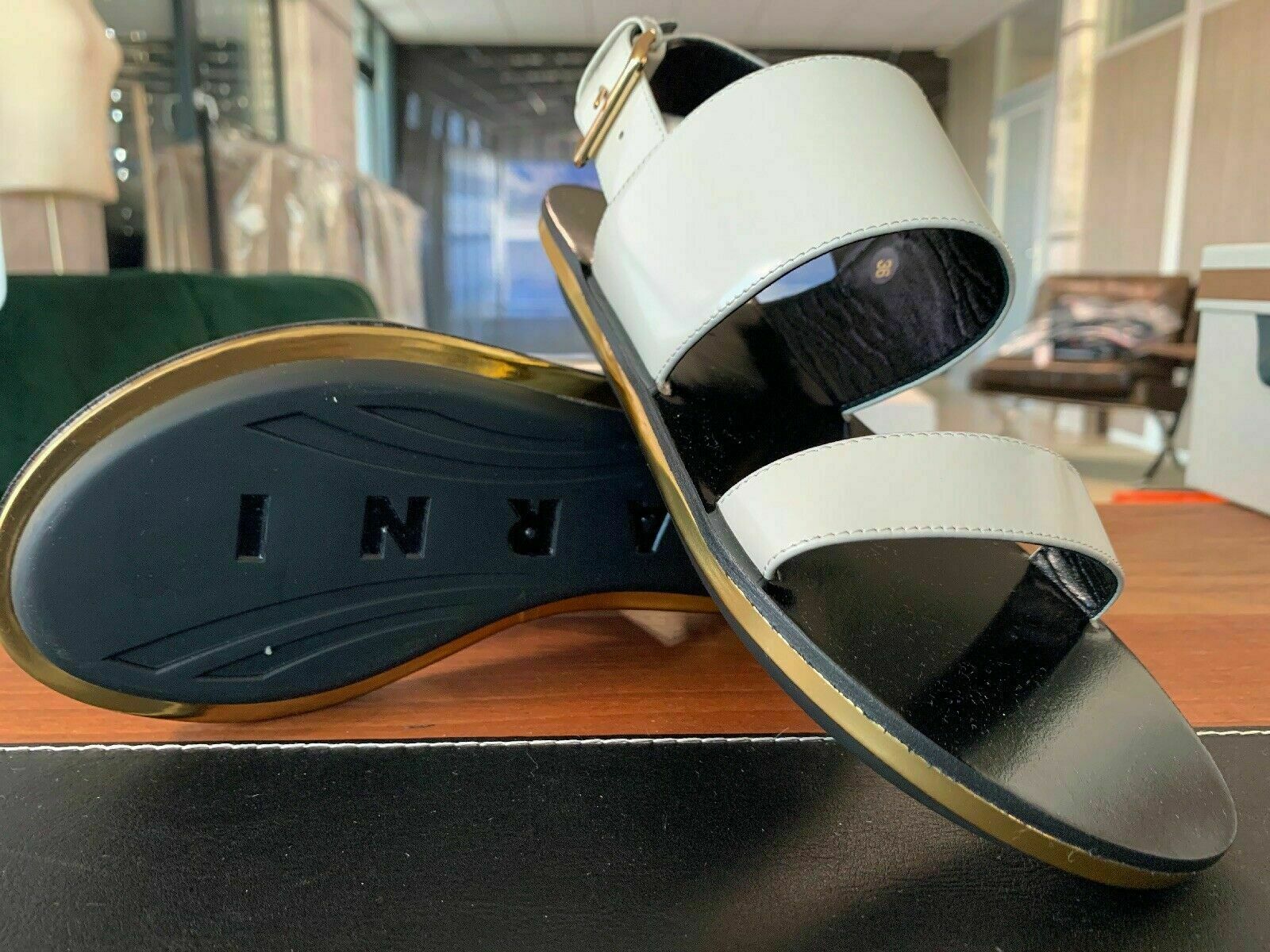 MARNI MARNI ANATOMIC CULT LEATHER SANDALS FLATS SLIDES BUCKLE SANDALEN SCHUHE SHOES 41