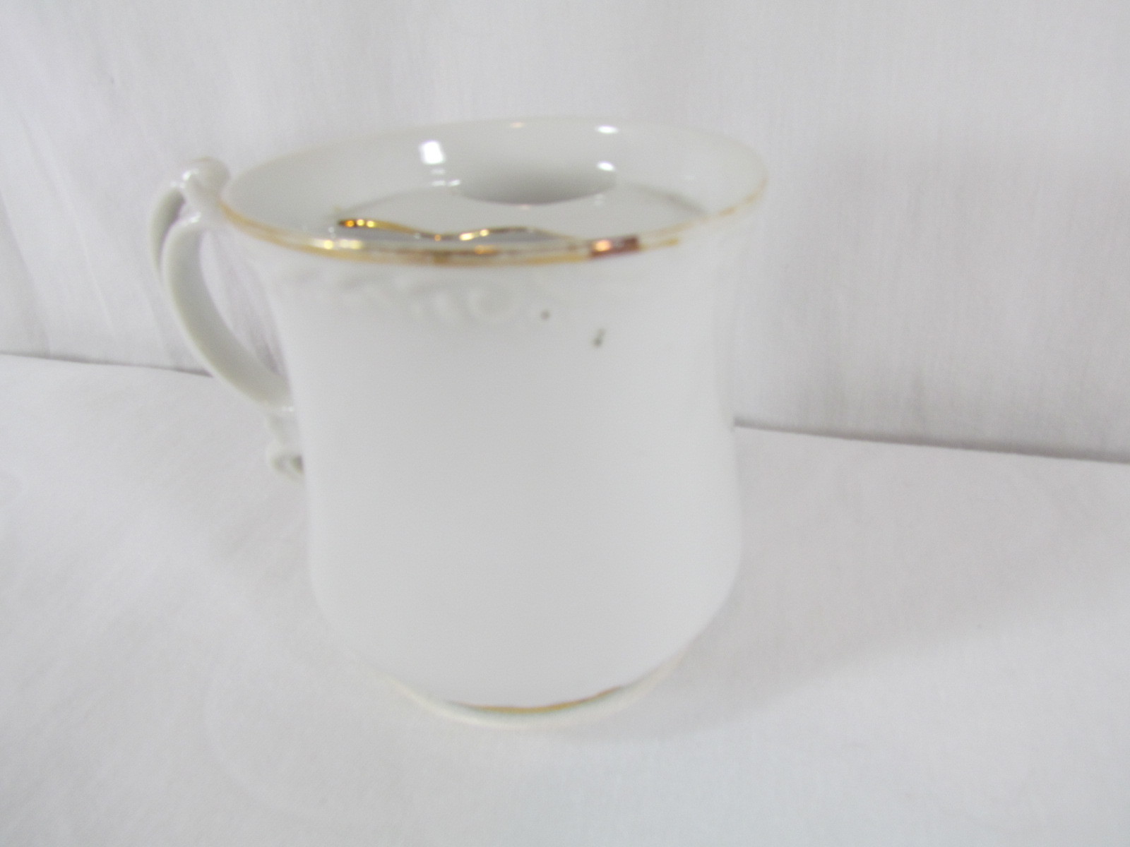 Vintage Mustache Cup Sailing Ship Full Sails Gold Trim Facial Hair Nautical Mug