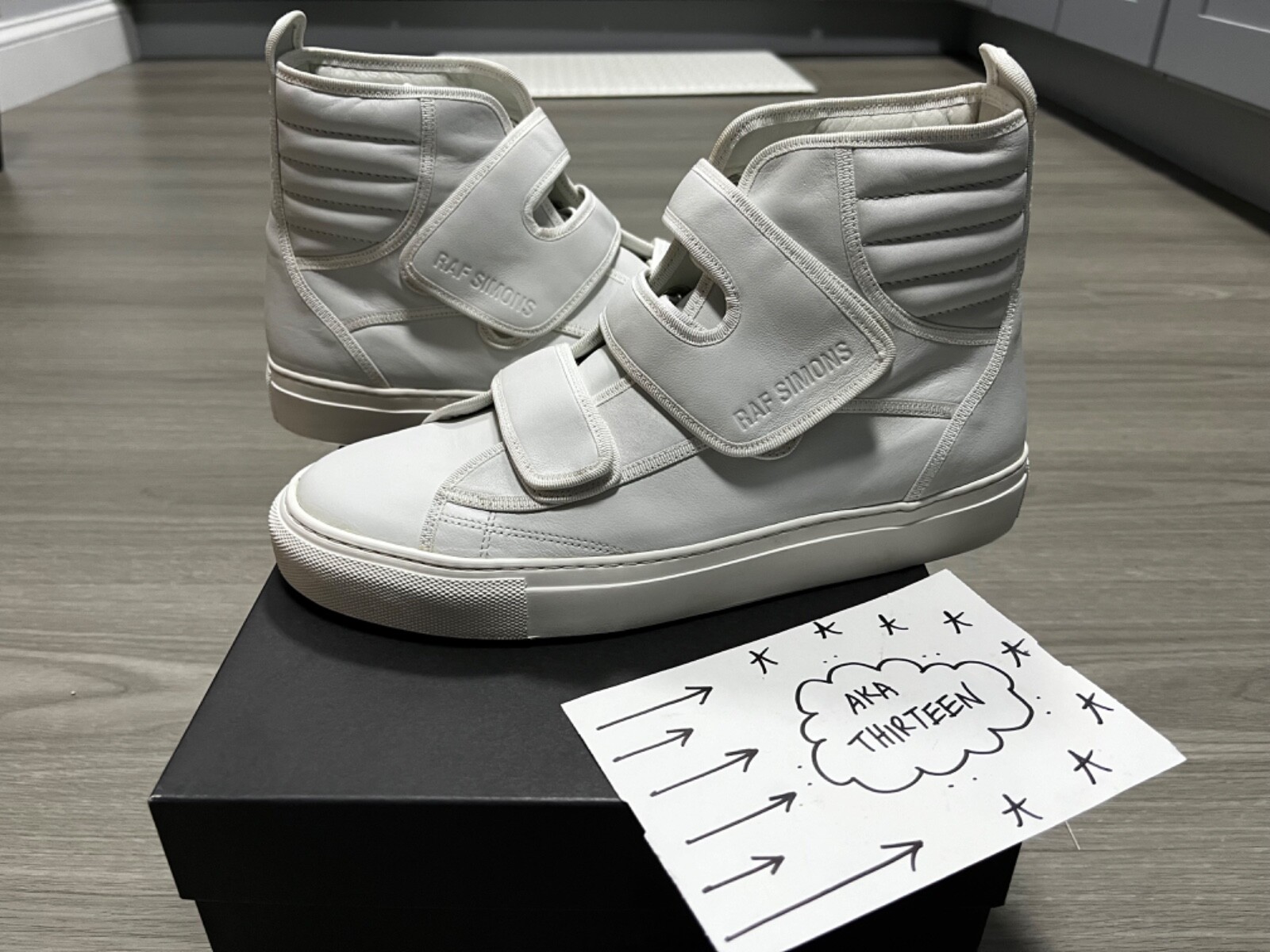 Raf Simons High Top strap Sneakers white leather 40 archive Raf Simons High Top strap Sneakers white leather 40 archive