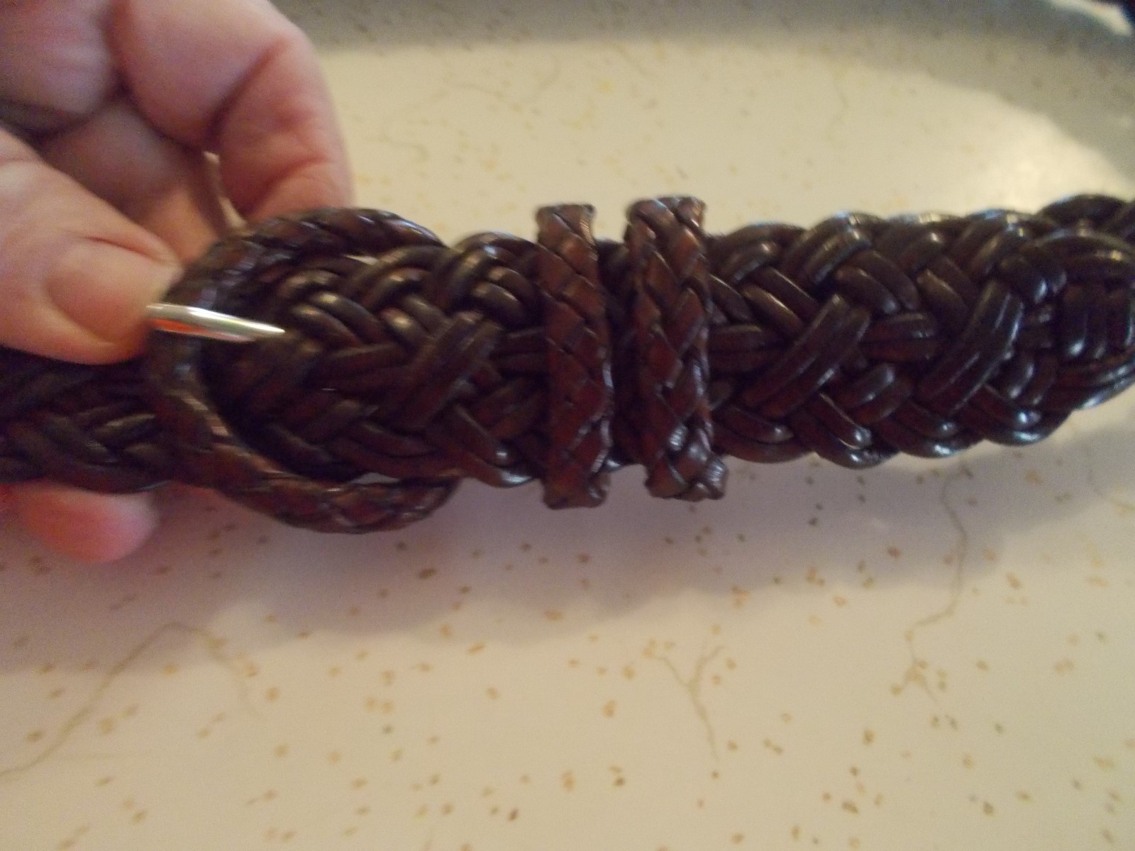 TALBOT'S GENUINE LEATHER BELT BRAIDED  BROWN SIZE SMALL