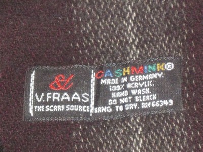 RARE V.Fraas Cashmink Scarf - Made in Germany - Acrylic - Fringe - 62