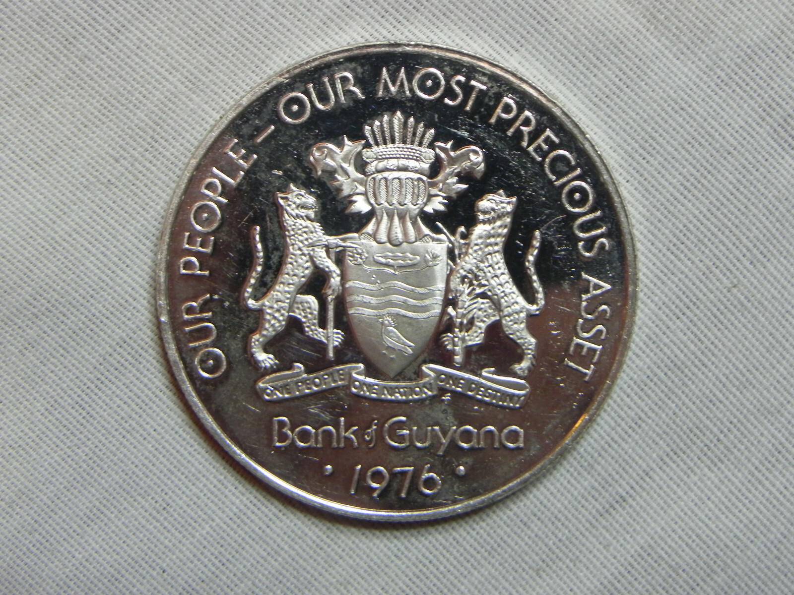 Guyana, 1976, Five Dollars, Low Grade Proof, Silver lot#W063