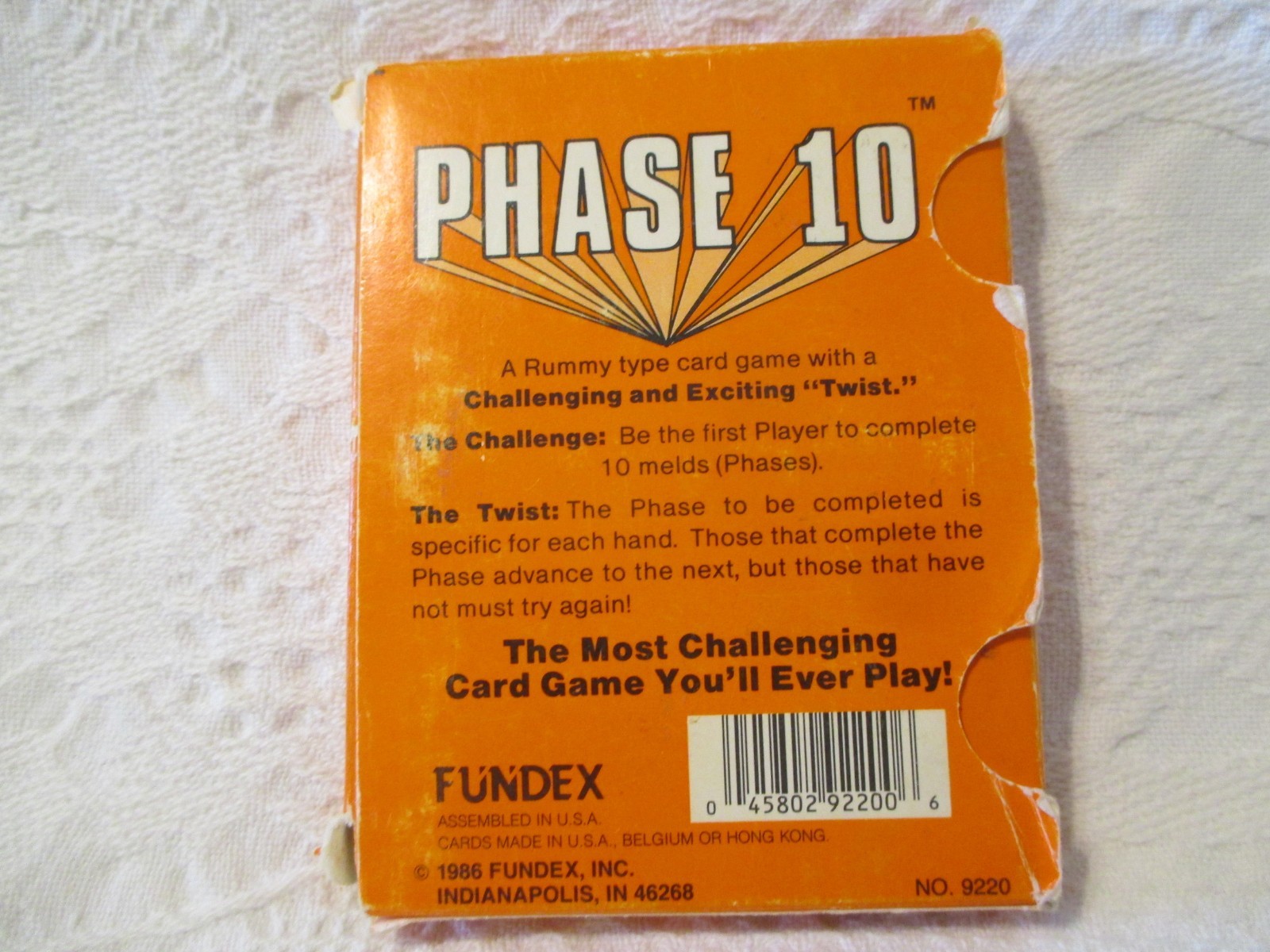 1986 Phase 10 Fundex Card Game Complete 9220