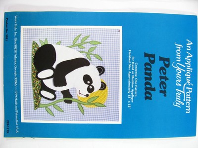 Panda applique pattern Yours Truly quilt block bear nursery baby reuseable