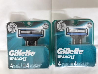 Gillette Mach3 Men's Razor Blade Refill Cartridges 4 Pack (8 Total) New LOT OF 2