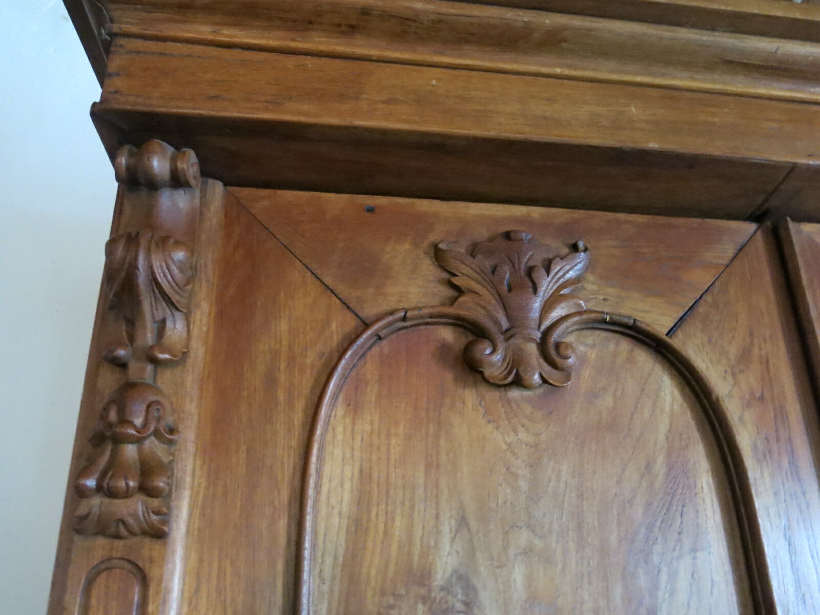 Antique 19th Century Hand-Carved American Walnut Armoire - 6 Shelves 2 Drawers