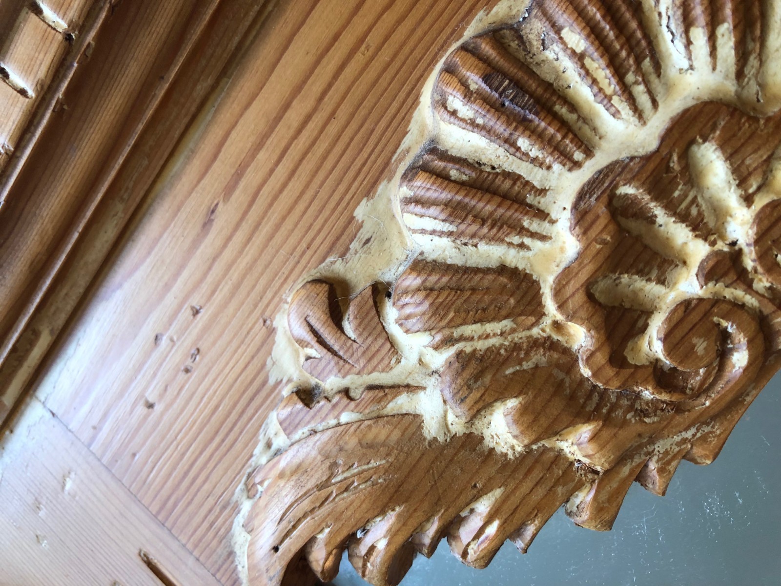 Vintage Trumeau Carved Yellow Pine Mirror, 19 x 36 * free shipping