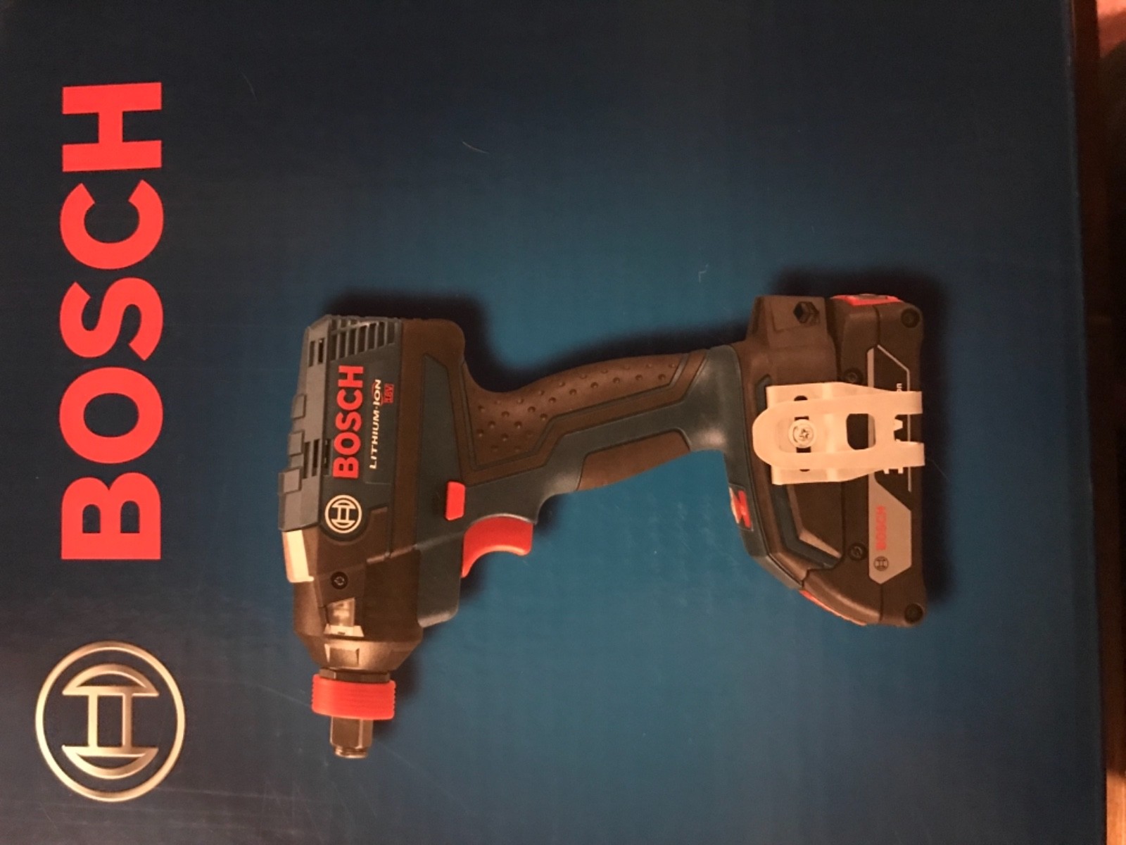 Bosch 18v 1/4 hex impact driver and 1/4 inch square drive wrench, two batteries