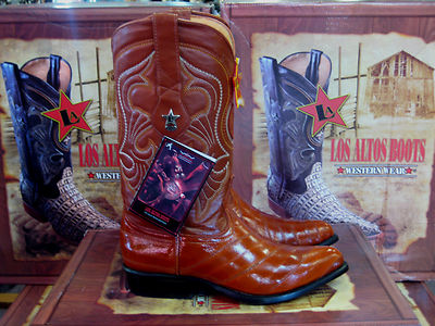 Pre-owned Los Altos Boots Los Altos Women Cognac Genuine Eel Western Cowboy Boot (m) L090803 In Brown