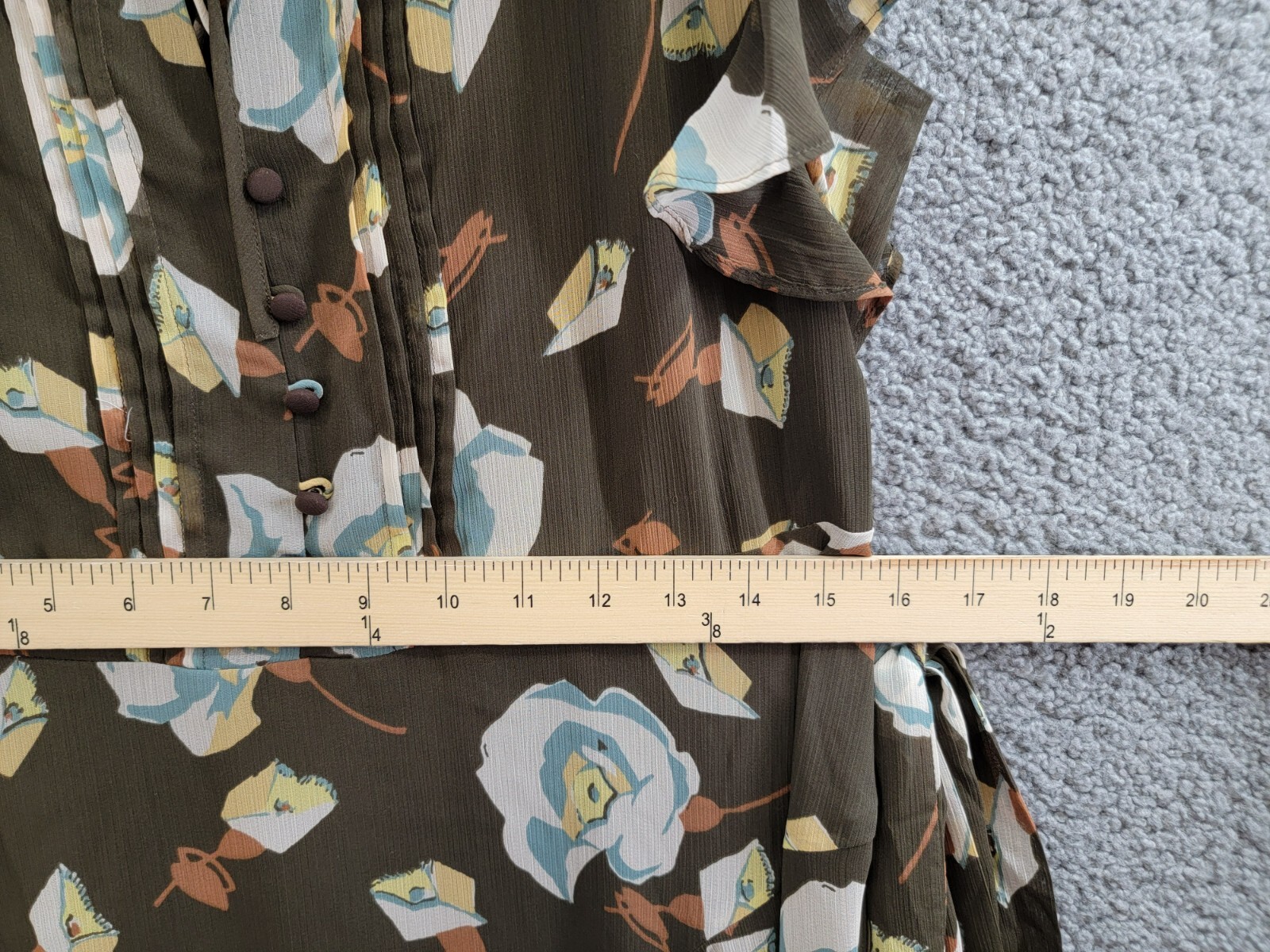 Lauren Ralph Lauren Petite Floral Flutter-Sleeve Dress Women's 10P Brown Multi - Picture 6 of 17