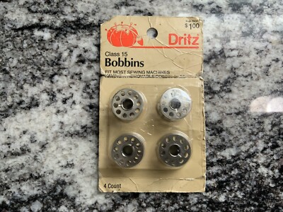 Vintage 1991 Dritz Sewing Bobbins Class 15 Metal NIP 4 Count