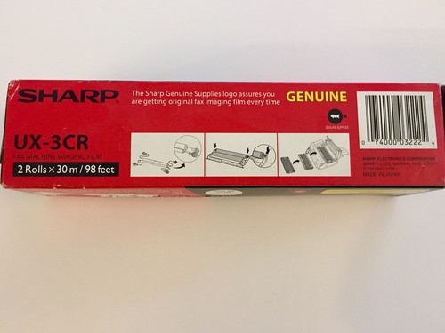 Sharp Genuine Fax Machine Imaging Film UX-3CR New In Package 2 Rolls