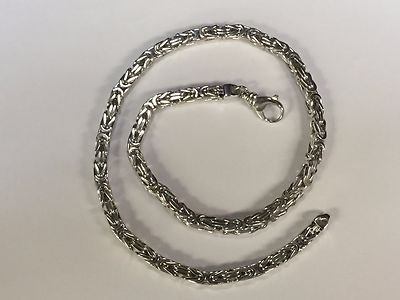 Pre-owned Nova 14k White Gold 24" Mens Byzantine Square Super 6mm 149 Grams Chain/necklace In No Stone