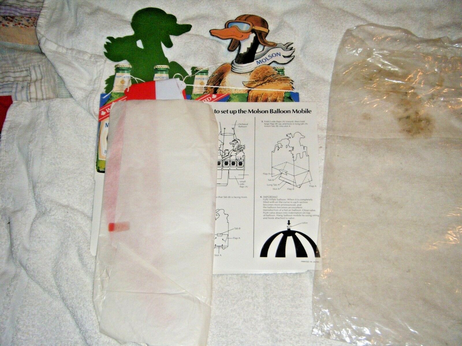 Molson Beer and Ale hanging sign/mobile Inflatable Balloon ducks 1980's gondola