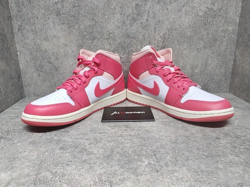 Pre-owned Jordan Level Ss/new - Air  1 Mid Strawberries Pink And Cream Women's Bq6472-186