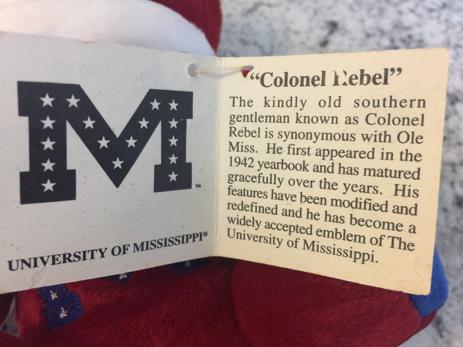 Bean Bag Team Plush Shoney's 1997 Colonel Rebel Mascot University of Mississippi