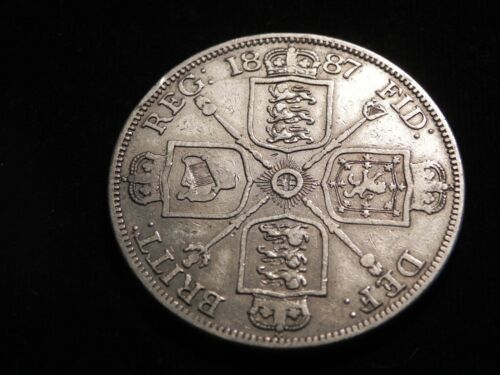 1887 Great Britain Sterling Silver Double Florin ~ Queen Victoria id55