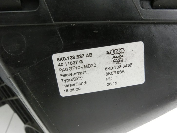 Audi A4 8K 07-11 2,0 155KW Luftfilterkasten Luftfiltergehäuse Audi A4 8K 07-11 08.06.2009 8K0133837AB 8K0133843E... Bild 5