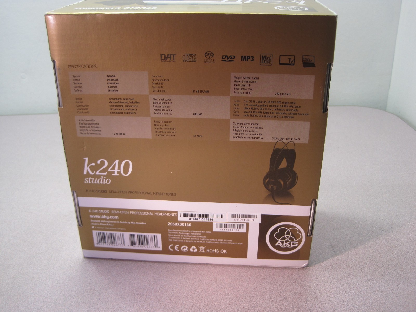 AKG Acoustics K240 Studio Semi-Open Professional Headphones