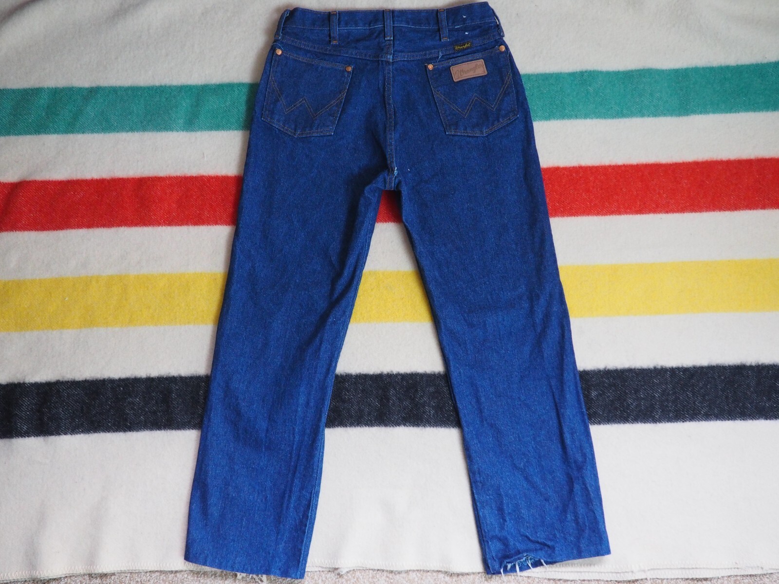 濃紺 70's WRANGLER HAPPY BIRTHDAY AMERICA VTG 70s Wrangler Dark Wash Western Logo Blue 32x27 Denim