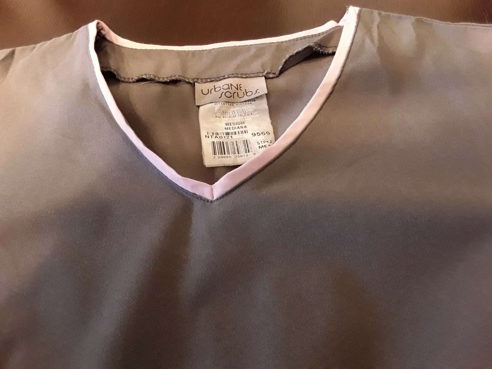 Urbane Scrubs Steel Gray Top Med with Pink Trim Pants XS  with Drawstring