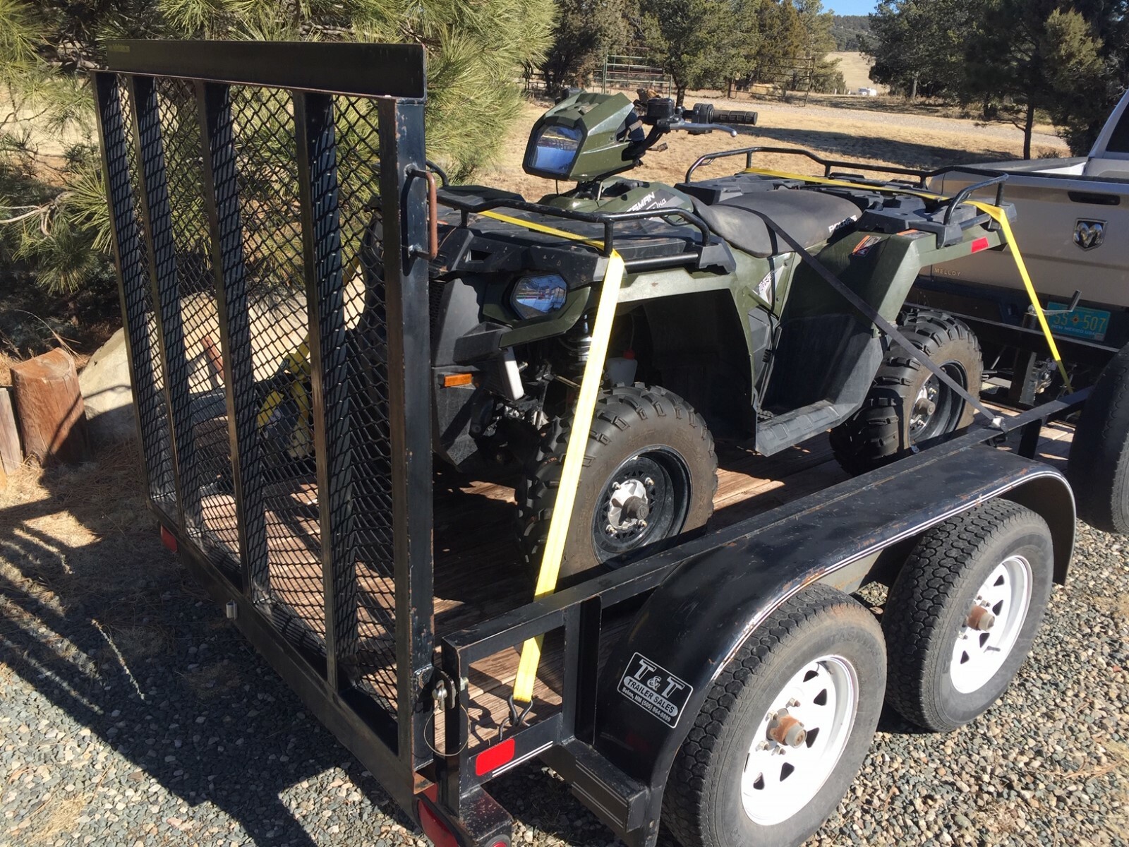 2018 Polaris Sportsman 450 H.O. EFI AWD Four wheeler W/ 14 Ft Big Tex Trailer