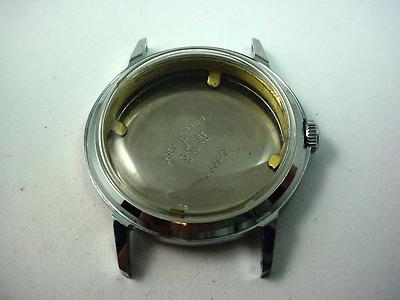 Id 27.82mm Gruen Mens Vintage Silver Tone Watch Case Crystal Case Ring Crown NOS
