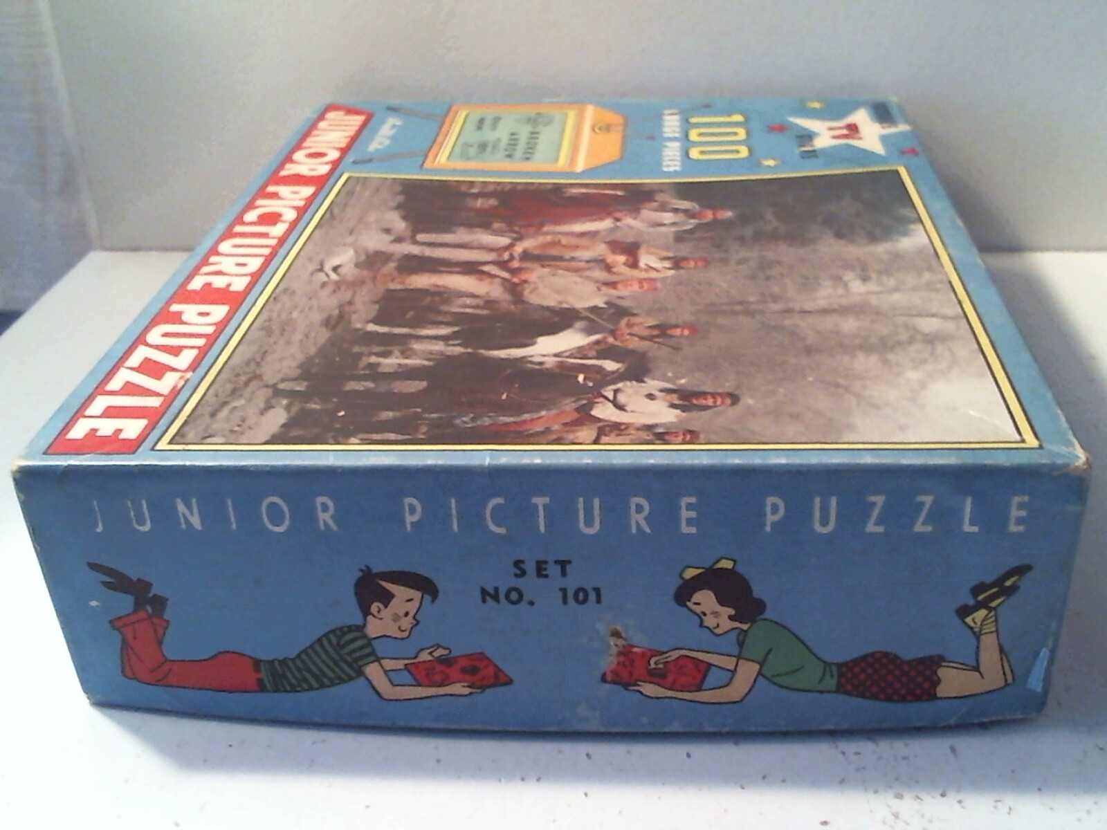 VINTAGE BUILT RITE JUNIOR PICTURE PUZZLE - BROKEN ARROW - WESTEN T.V. - 100 PCS