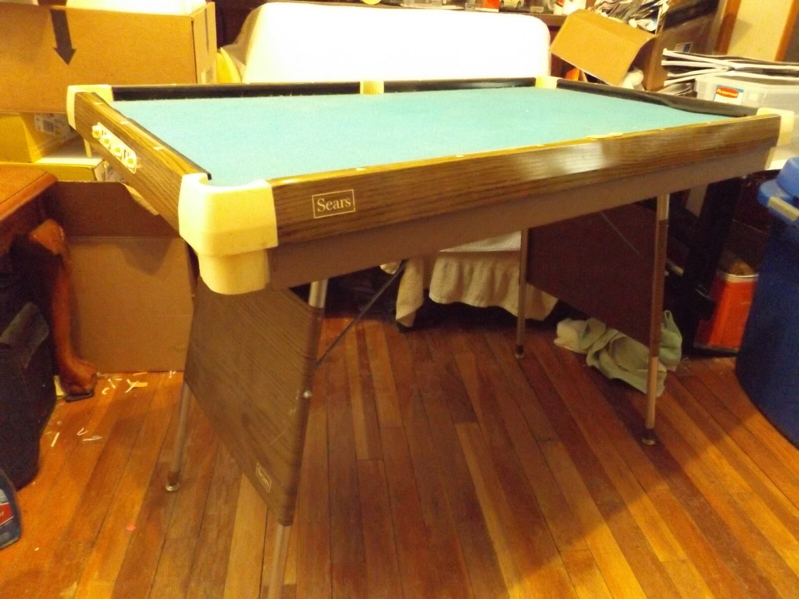 RARE 1960's ORIGINAL SEARS KIDS MINI POOL TABLE--IN ORIGINAL BOX--FOLDS UP--NICE