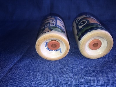 Vintage M A Hadley Pottery Salt Pepper Set  House & Whale