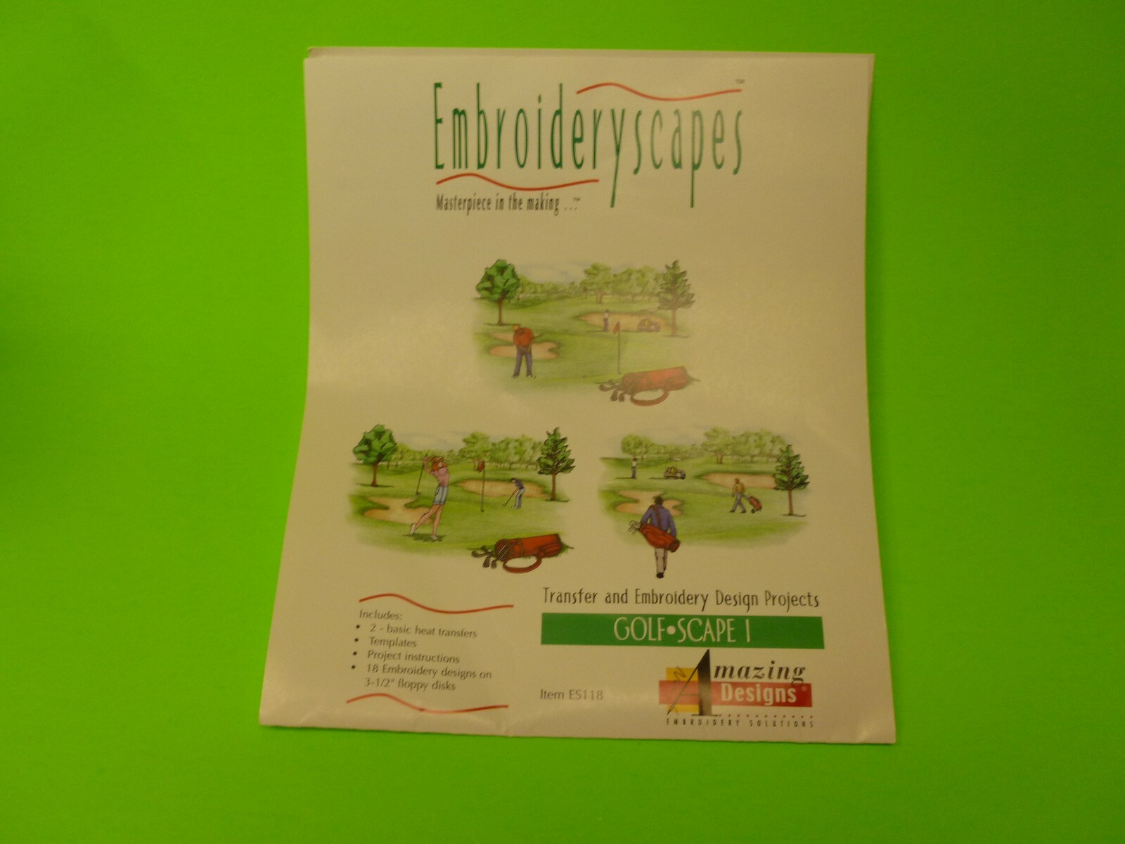 Amazing Designs Embroideryscapes Golf Scape Kit Embroidery Disks ES118 Transfers