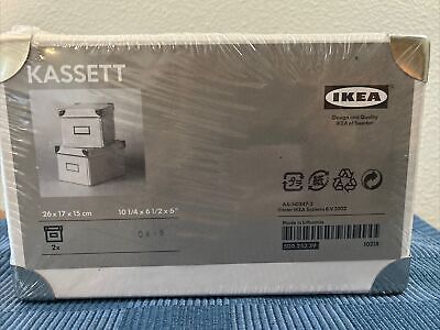 Set 2 Ikea Kassett Boxes Storage Organization White.  New Sealed 10.25x 6.5x 6 
