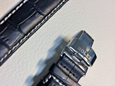 NEW WATCH STRAP Genuine Leather 20mm ROLEX Black SEAMASTER SPEEDMASTER + GIFT