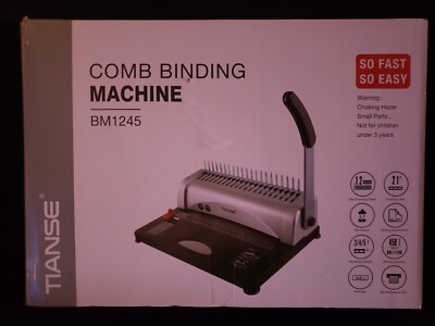 Tianse BM1245 Comb Binding Machine, 21-Holes, 450 Sheets 12 Max Punching Sheets